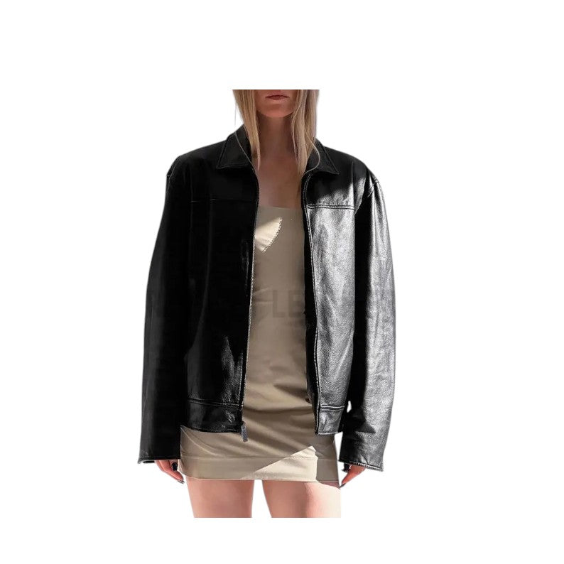 Women's Lambskin Oversized Leather Jacket