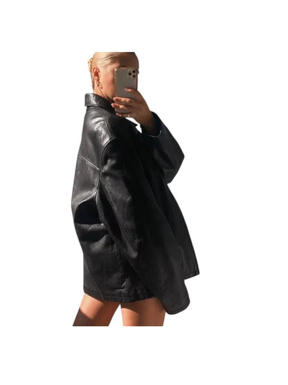 Women's Vintage 90's Oversized Straight Black Jacket