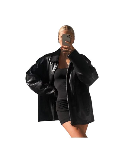 Women's Vintage 90's Oversized Straight Black Jacket