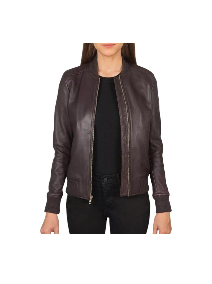 Women's Bliss Handmade Real Sheepskin Bomber Leather Jacket