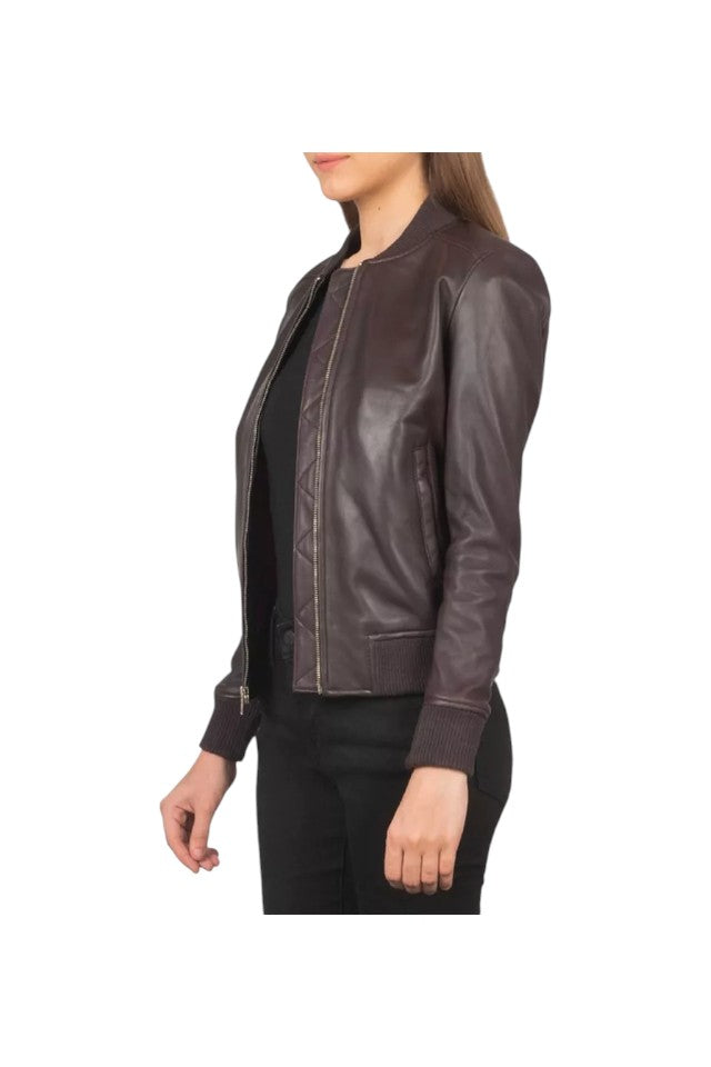 Women's Bliss Handmade Real Sheepskin Bomber Leather Jacket