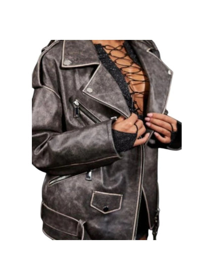 Women's Distressed Biker Goat Jacket