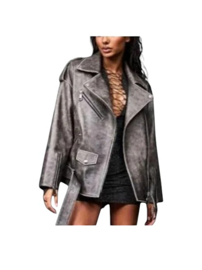 Women's Distressed Biker Goat Jacket