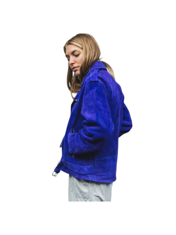 Women's Blue Cobalt Suede Jacket