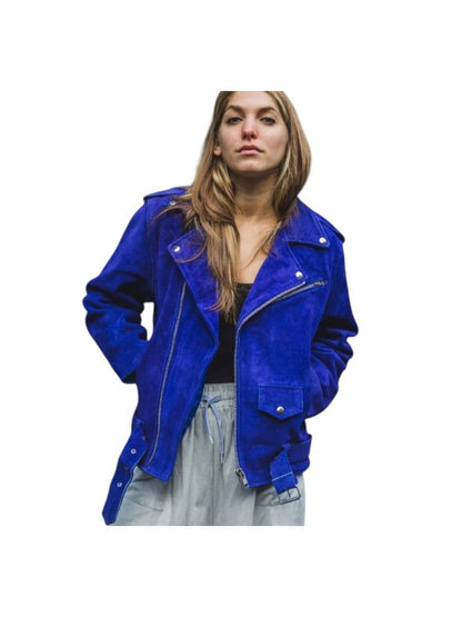 Women's Blue Cobalt Suede Jacket