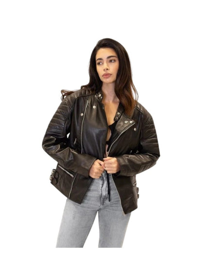 Women's Oversized 90's Quilted Vintage Biker Jacket