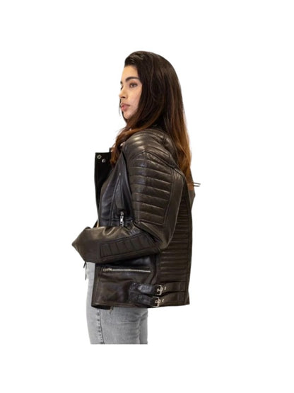 Women's Oversized 90's Quilted Vintage Biker Jacket