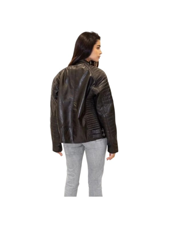 Women's Oversized 90's Quilted Vintage Biker Jacket