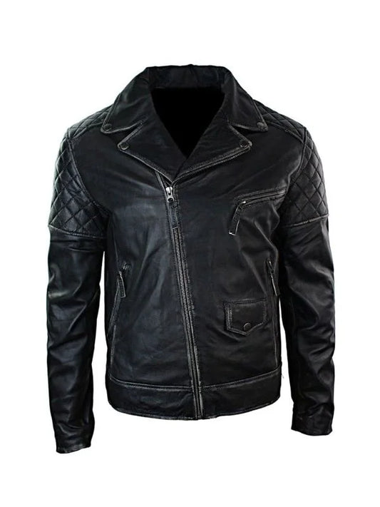 Men's Motorcycle Distressed Leather Jacket