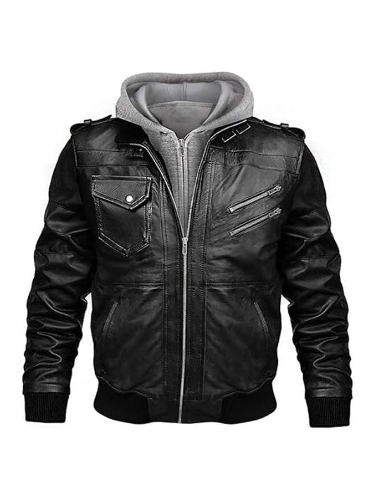 Men's Bomber With Removable Hood Jacket