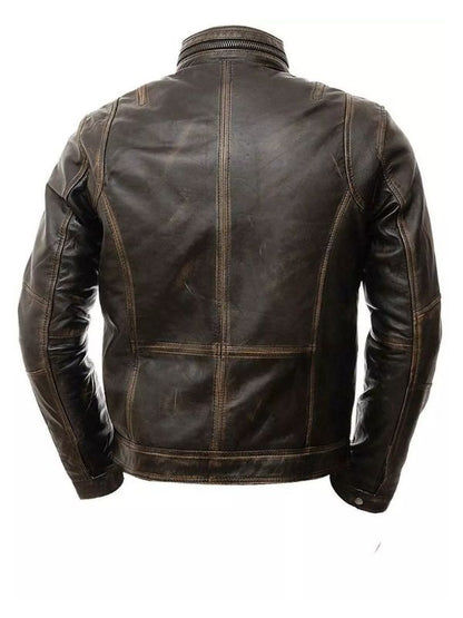 Men's Brown Distressed Leather Jacket