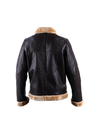 Men's Black Bomber Aviator B3 Raf Shearling Sheepskin Leather Jacket