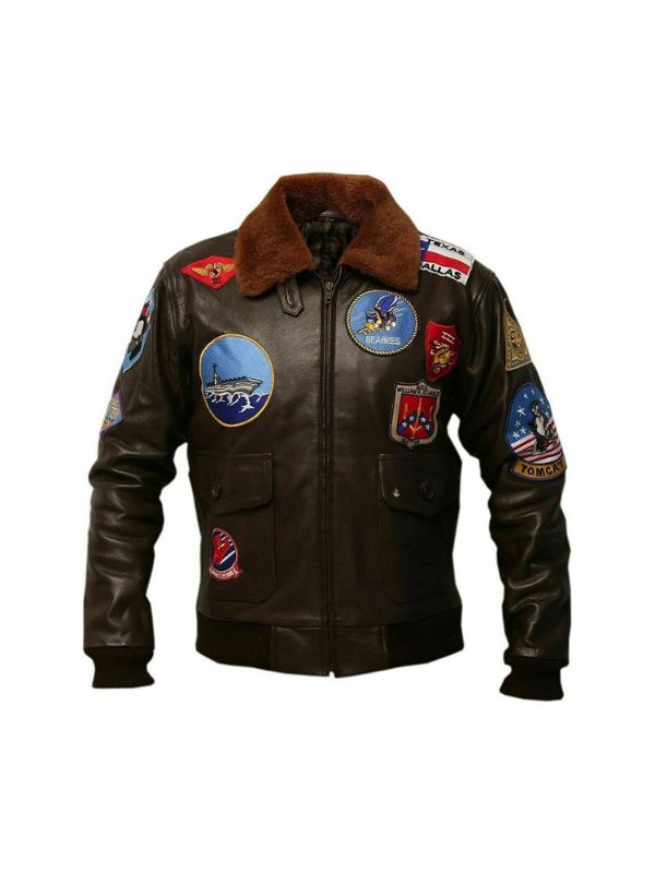 Men's Brown Genuine Cowhide Aviator A-2 Pilot Style With Removable Fur Collar Bomber Jacket