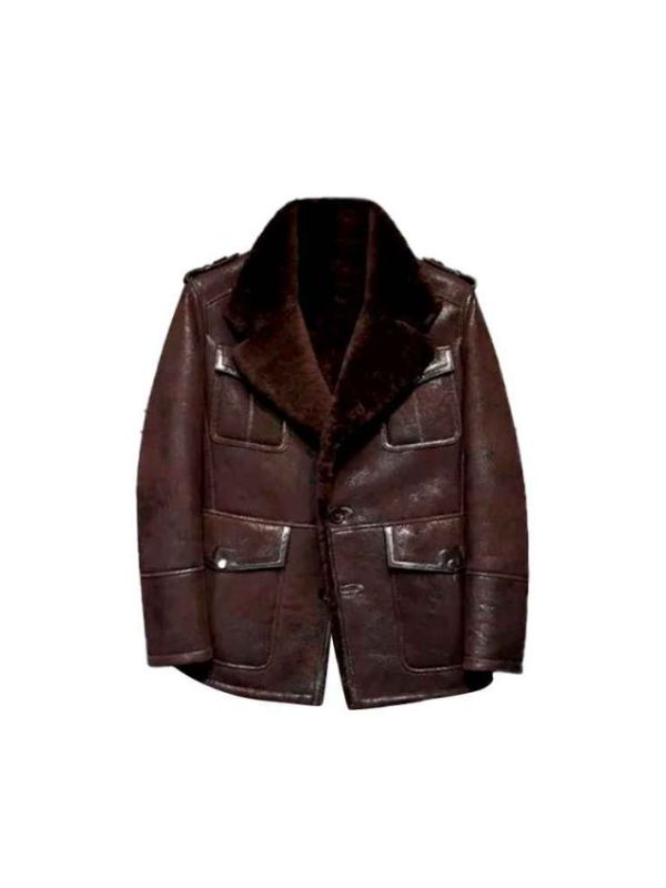 Men's Maroon Aviator B3 Sheepskin Flying Pilot American Style Bomber Leather Jacket