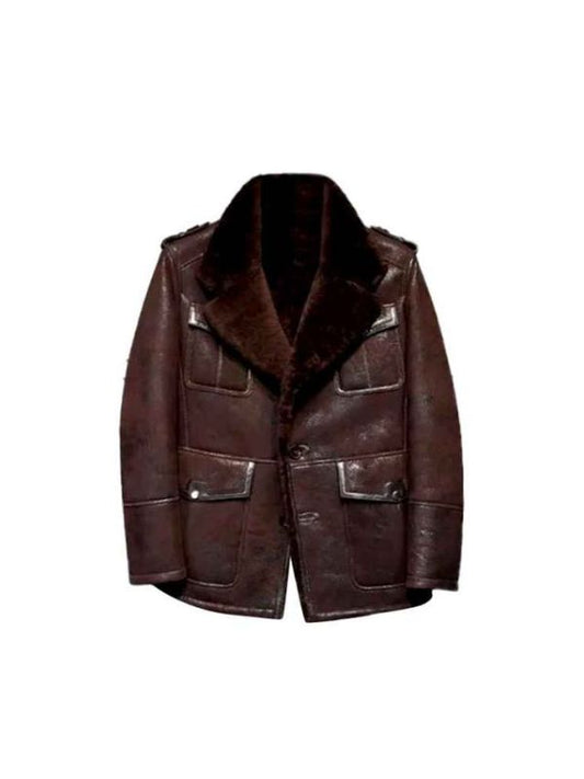 Men's Maroon Aviator B3 Sheepskin Flying Pilot American Style Bomber Leather Jacket