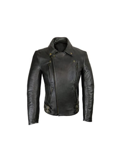 Men's Black Genuine Lambskin Biker Style Motorcycle Leather Jacket