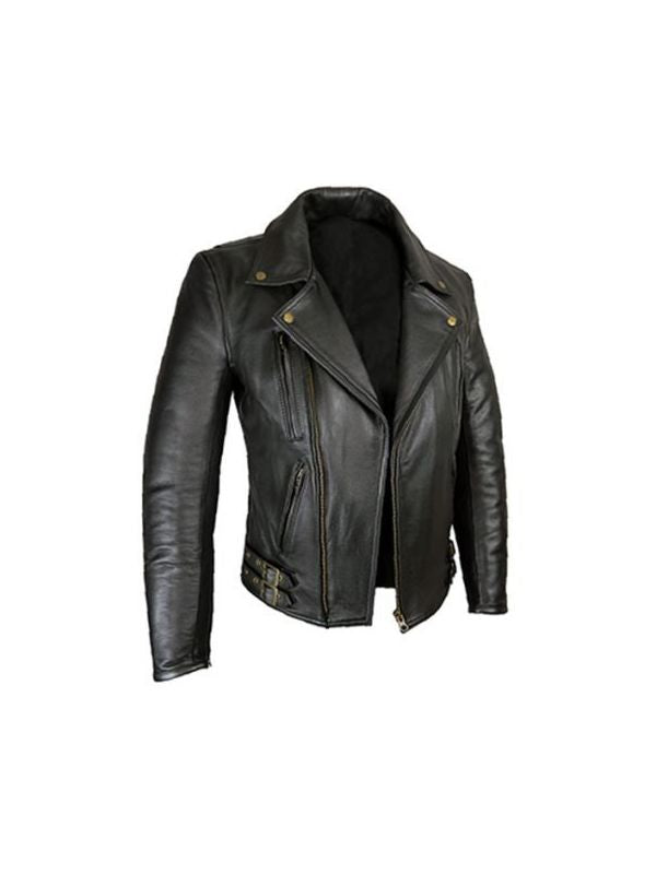 Men's Black Genuine Lambskin Biker Style Motorcycle Leather Jacket