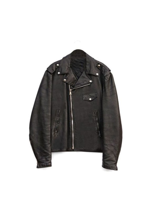 Men's Classic Design Motorcycle Cowhide Black Biker Leather Jacket