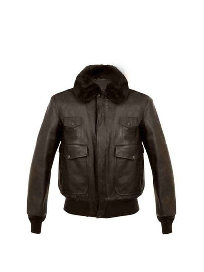 Men's Brown Premium Air Force A-2 Aviator Sheepskin Bomber Leather Jacket