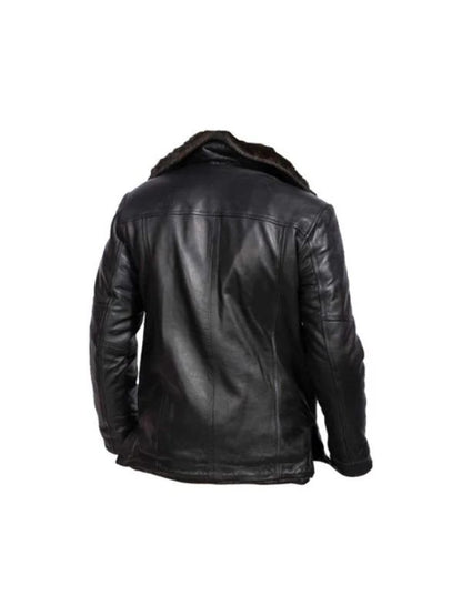 Men's Black Aviator Real Sheepskin With Faux Fur Lining Bomber Leather Jacket