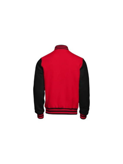 Men's Casual Slim Fit Wool Red & Black Varsity Bomber Jacket