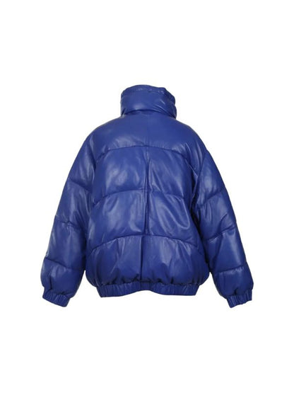 Women's Oversized Winter Warm Blue Puffer Bomber Jacket