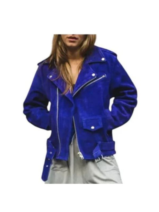 Women's Blue Cobalt Suede Jacket