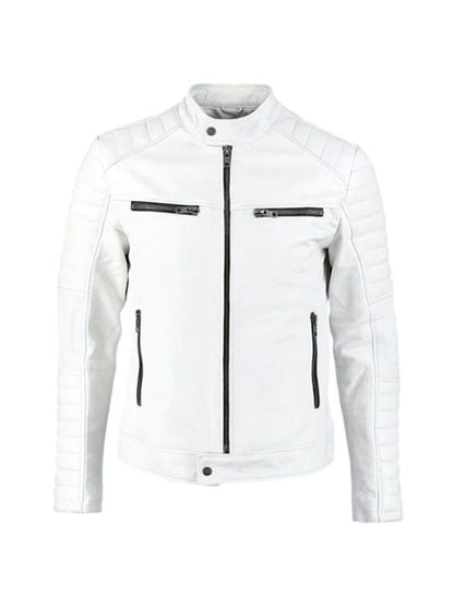 Cafe Racer White Lambskin Jacket