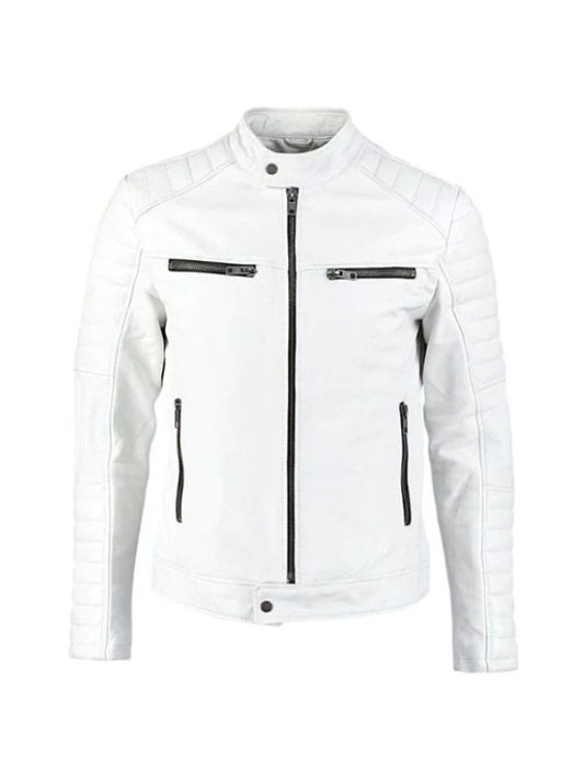 Cafe Racer White Lambskin Jacket