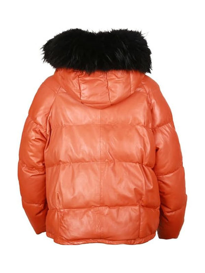 Women's Handmade Quilted Winter Puffer Coat With Fur Hood