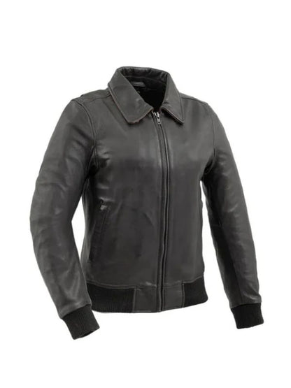 Women's Black Moto Bomber Jacket