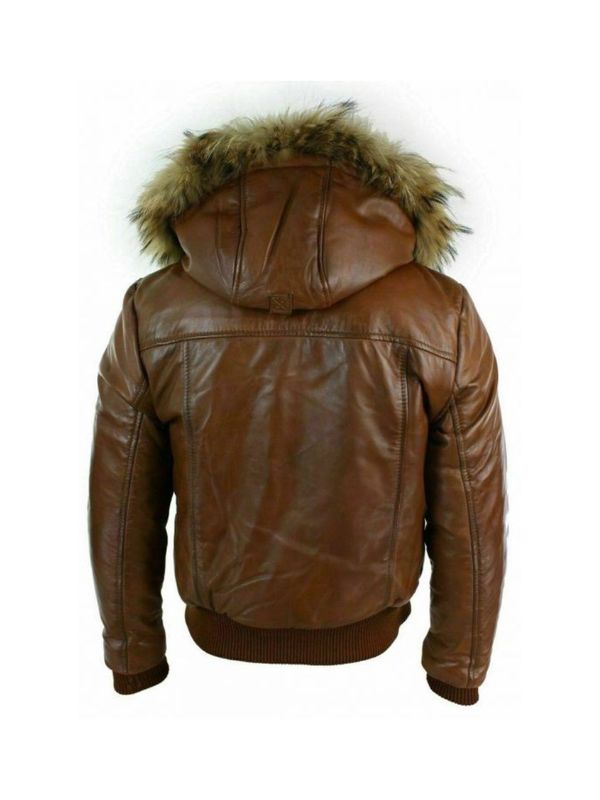 Men's Brown Stylish Classic Puffer Bomber Retro Aviator Motorcycle Jacket