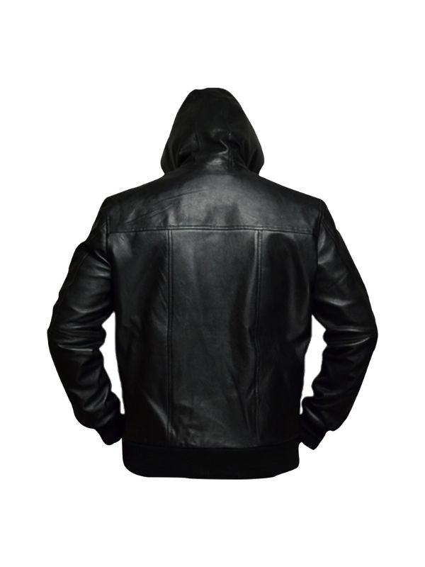 Men's Real Lambskin Black Bomber Biker Leather Jacket