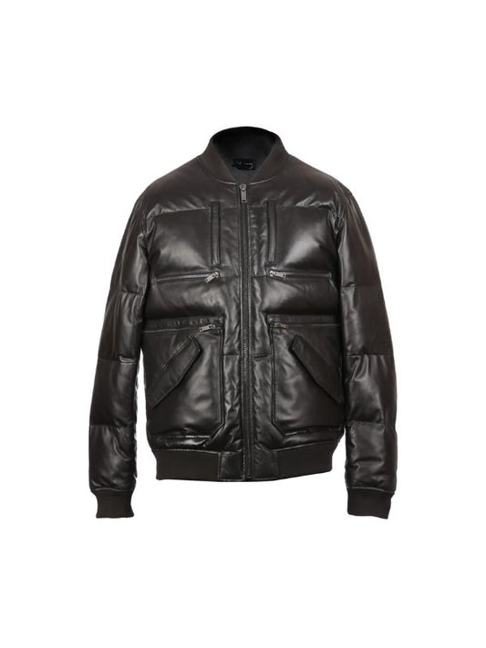 Men's Winter Warm Black Motorcycle Real Sheepskin Bomber Leather Jacket