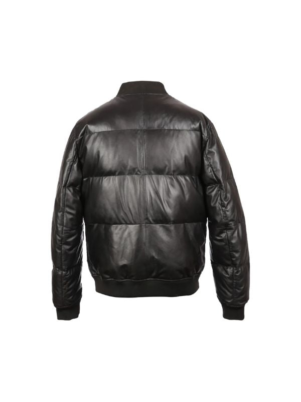 Men's Winter Warm Black Motorcycle Real Sheepskin Bomber Leather Jacket