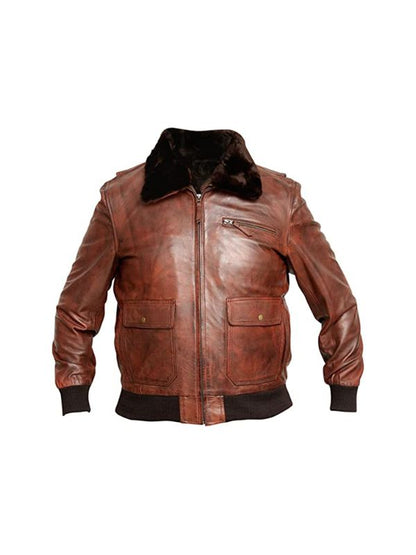 Men's Brown Military Raf Aviator Pilot G1 Distressed Cowhide Vintage Bomber Jacket